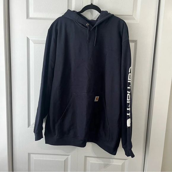 Carhartt Other - Carhartt  Logo Hooded Jacket Loose Fit Navy Pullover Size XL